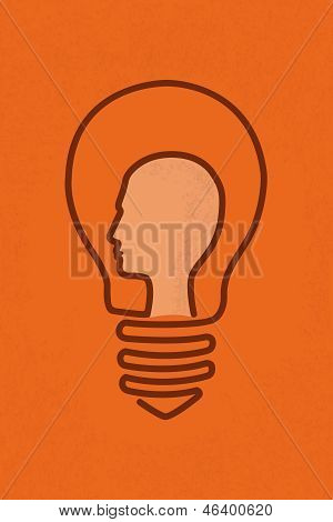 Light bulb with brain head, idea concept , eps10 vector format