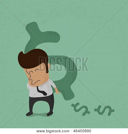 Business man lifting dollar sign