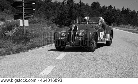 Frazer Nash B.m.w.328 1937 On An Old Racing Car In Rally Mille Miglia 2022 The Famous Italian Histor