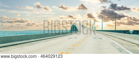 Panorama Of Road Us1 To Key West Over Florida Keys