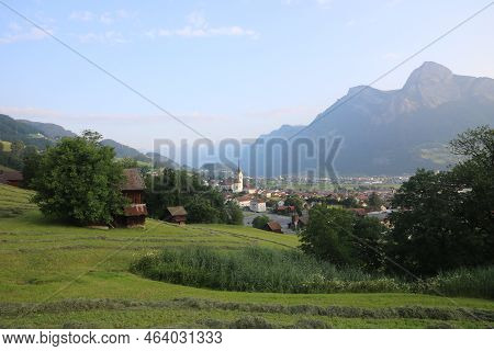 Early Morning In Wangs, St Gallen. Swiss Alps.