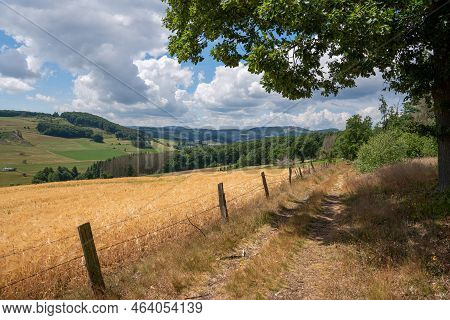 Panoramic Landscape Image, Beautiful Scenery Of Rothaar Mountains, Sauerland, Germany