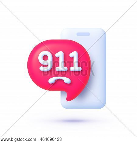 Call 911, Emergency Call, Hotline Service. Call Emergency Icon, Great Design For Any Purposes. 3d Bu