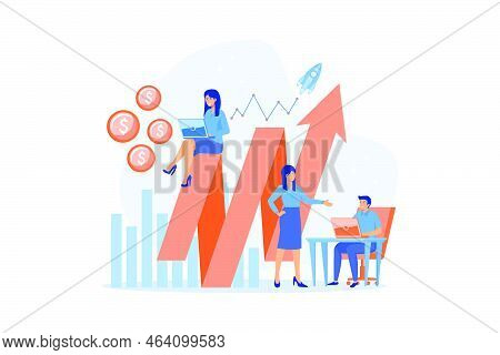 Sales Managers With Laptops And Growth Chart. Sales Growth And Manager, Accounting, Sales Promotion 