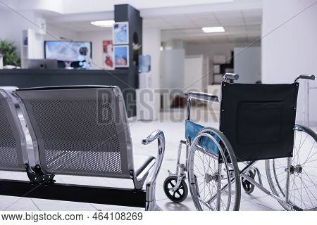 Uncrowded Waiting Room Of Empty Sanatorium With Chairs And Seats For People Of All Abilities. Userle