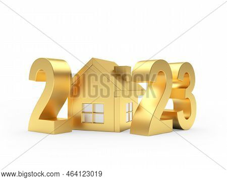 Golden 2023 New Year With Hoese. 3d Illustration
