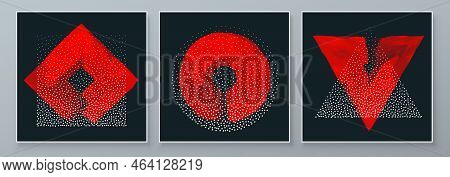 Set Of Abstract Hand Painted Illustrations For Postcard, Social Media Banner, Brochure Cover Design 