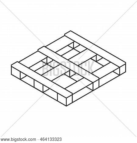 Pallet Wooden Vector Icon. Isometric Outline Vector Icon Isolated On White Background Pallet Wooden.