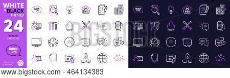 Fire Energy, App Settings And Certificate Line Icons For Website, Printing. Collection Of Computer, 