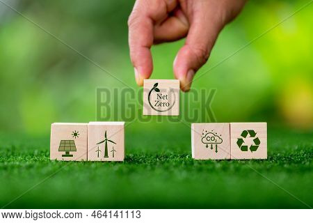 Net Zero And Carbon Neutral Concept. Net Zero Greenhouse Gas Emissions Target. Climate Neutral Long 