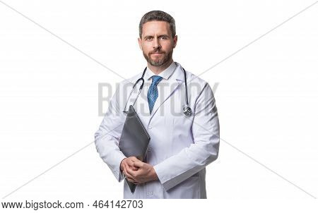 Emedicine Concept. Doctor Hold Computer For Emedicine. Medical Worker Practicing Emedicine