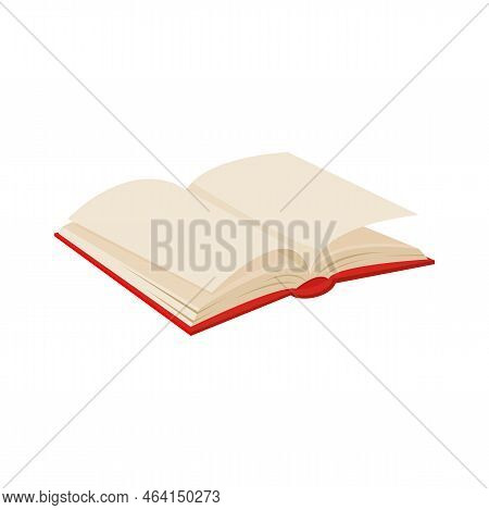 Textbook, Library Magazine Catalog Document. Vector Open Book In Hard Cover With Blank Pages, Busine