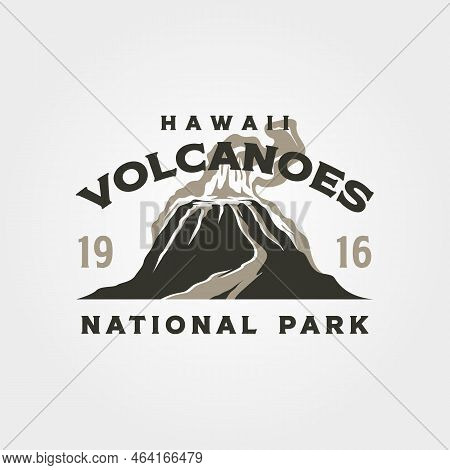 Hawaii Volcanos Vintage Logo Vector Symbol Illustration Design, Mountain Eruption Symbol