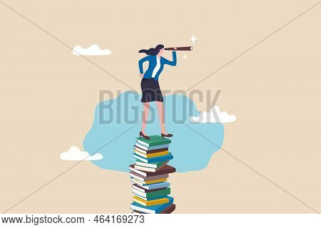 Book Or Education To Help Career Advancement, Knowledge Or Wisdom For Business Visionary, Leadership