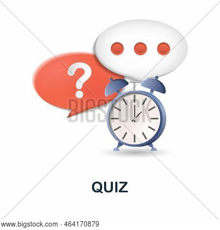Quiz Icon. 3d Illustration From E-learning Collection. Creative Quiz 3d Icon For Web Design, Templat