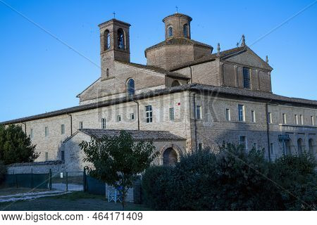 Urbania, (PU), Italy - August 10, 2022: Barco Ducale and San Giovanni Battista convent at  Urbania, Pesaro Urbino, Marche, Italy, Europe
