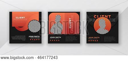 Client testimonial and customer feedback web banner social media flyer rating quote design template