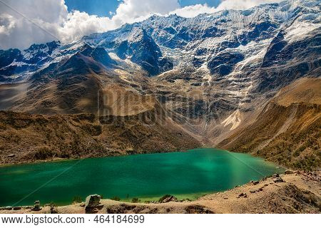 The Laguna Humantay Near Cusco In The Peruvian Andes At An Altitude Of 4200 Meters.