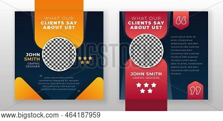Client testimonial and customer feedback web banner social media flyer rating quote design template