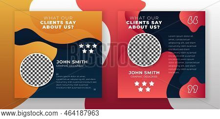 Client testimonial and customer feedback web banner social media flyer rating quote design template