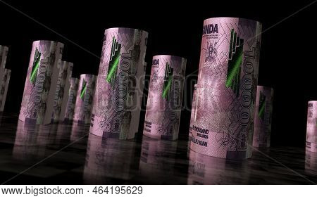 Uganda Shilling Money Banknotes Rolls 3D Illustration
