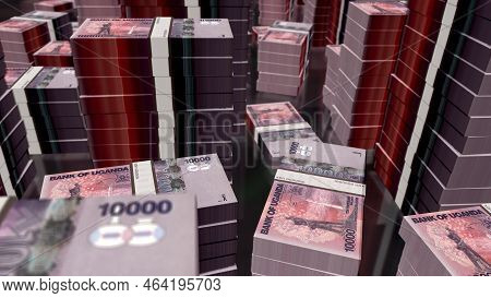 Uganda Shilling Money Banknotes Pack 3D Illustration