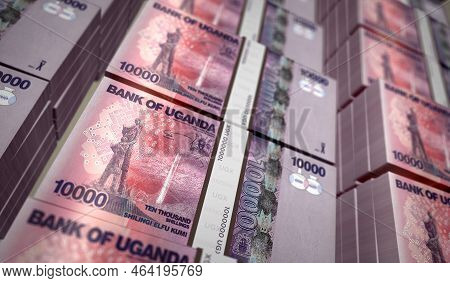Uganda Shilling Money Banknotes Pack 3D Illustration