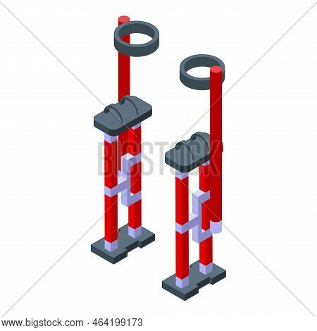 Red Stilt Icon Isometric Vector. Clown Circus. Leg Man