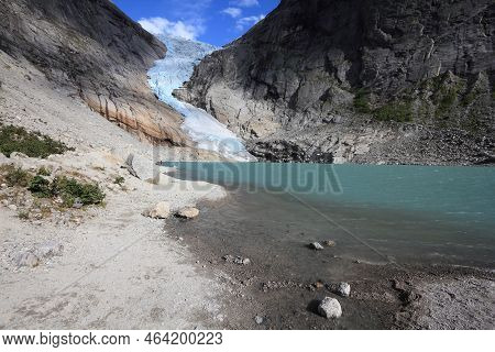 Norway Nature - Glacier Landscape. Jostedalsbreen National Park - Briksdalsbreen Glacier.