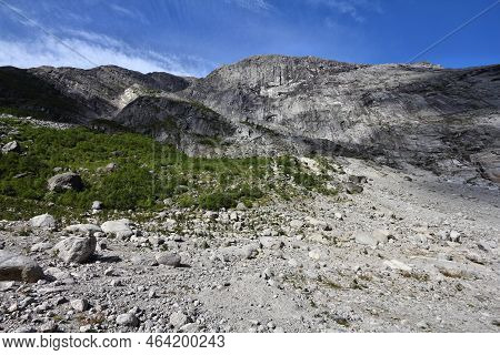 Norway Mountain Landscape. Svartenibba Mountain In Jostedalsbreen National Park.