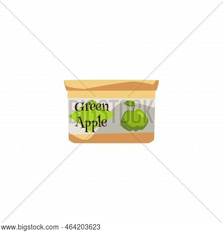 Apple Flavored Tobacco Plastic Box Flat Style, Vector Illustration