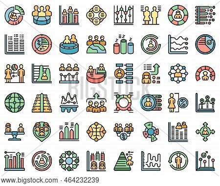 Population Growth Icons Set Outline Vector. Population Ability. Area Density Color Flat Isolated