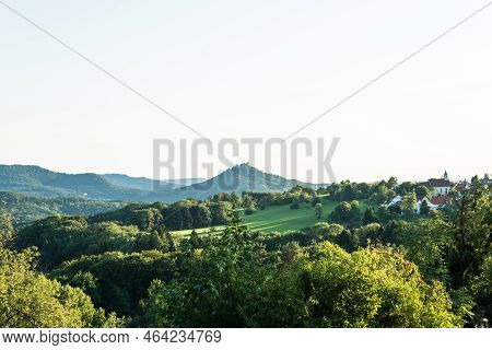 Sunset At Autumn With View To The Castle Hohenzollern, Germany