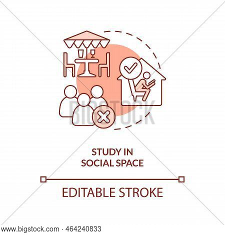 Avoid Studying In Social Place Concept Terracotta Icon. Low Concentration Abstract Idea Thin Line Il