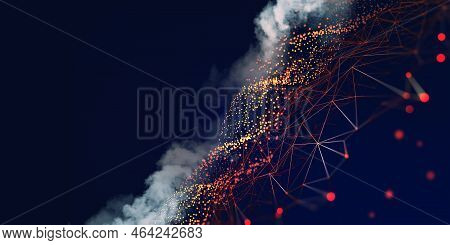 Global Network. Blockchain 3d Illustration. Neural Networks And Artificial Intelligence. Concept Of 