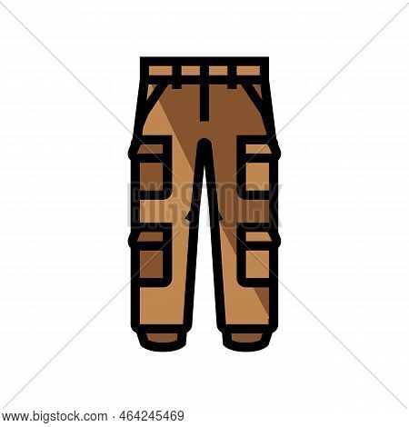 Cargo Pants Clothes Color Icon Vector. Cargo Pants Clothes Sign. Isolated Symbol Illustration