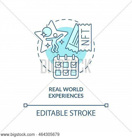 Real World Experiences Turquoise Concept Icon. Profit From Investments. Trend In Nfts Abstract Idea 