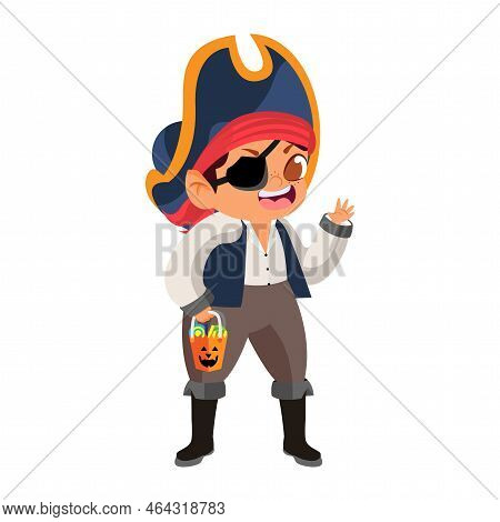 Isolated Boy Disguised Hallloween Costume Vector Illustration