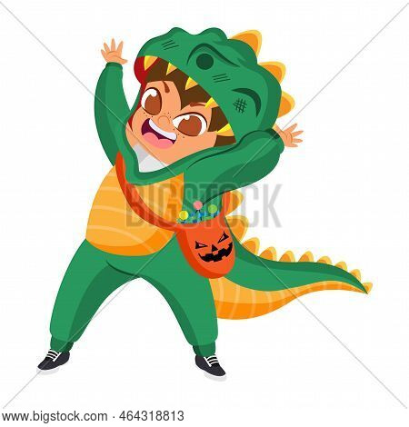 Isolated Boy Disguised Hallloween Costume Vector Illustration