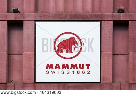 Berlin, Germany - July 12, 2020: Mammut Logo On A Wall. Mammut Sports Is A Swiss Multinational Mount