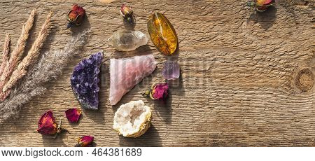 Amethyst Druzy, Pink Quartz, Quartz With Rutile, Fluorite, Copal And Quartz In Geode Mineral Stones 