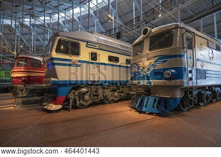 St. Petersburg, Russia - January 12, 2022: Passenger Diesel Locomotives Operating On The Railways Of