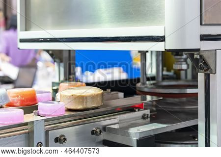 Close Up Various Size Of Soap After Manufacturing By Plastic Stretch Film Of Automatic Wrapping Or P