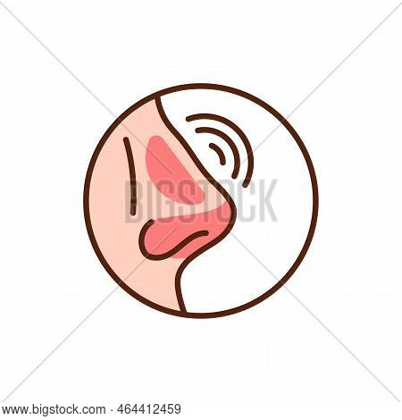 Stuffy Nose Color Line Icon. Pictogram For Web Page