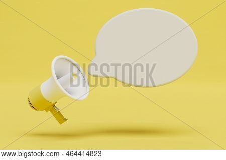 Disclosure Of Important Information. Loudspeaker From Which A White Message Cloud Flies Out. Copy Pa