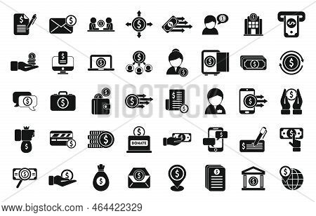Financial Support Icons Set Simple Vector. Finance Advice. Help Support