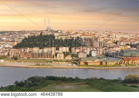 Istanbul City View From Pierre Loti Teleferik Station Overlooking Golden Horn, Eyup District, Istanb