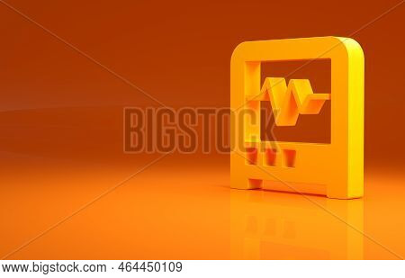 Yellow Seismograph Icon Isolated On Orange Background. Earthquake Analog Seismograph. Minimalism Con
