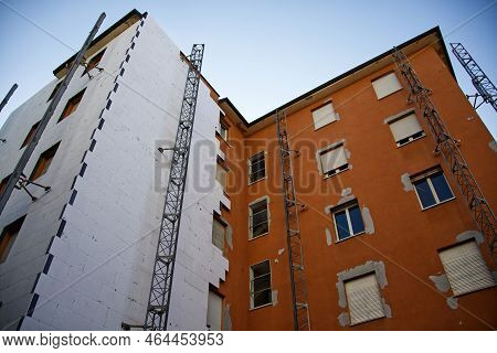 Construction Of External Building Thermal Insulation For Energy Efficiency. Italian Superbonus 110%.