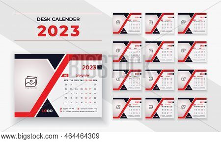 Desk Calendar Design 2023 New Year Corporate Business Company Table Calendar With Cover 12 Month 6 P